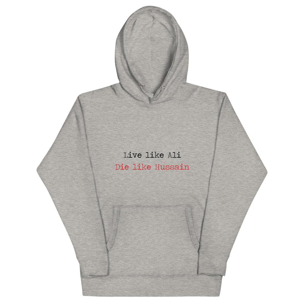 Live Like Ali (as) Die Like Hussain (as) Black- Premium Hoodie WOMEN - Hayder Maula