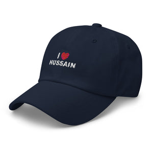 I Love Hussain (as) White - Dad Hat Embroidered