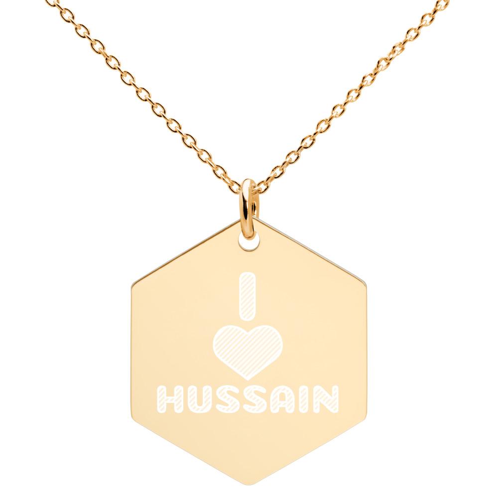 I Love Hussain (as) - Engraved Silver Hexagon Necklace - Hayder Maula