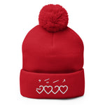 Muhammad (saw) Heart Shape - Embroidered Pom-Pom Beanie